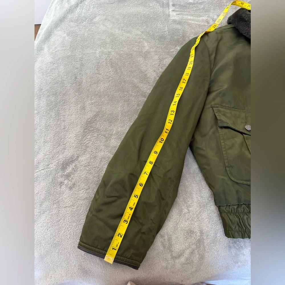 Vintage 1960s Tuffy Jac Olive Bomber Jacket Faux Fur Collar Talon Zipper Men L - Picture 9 of 15